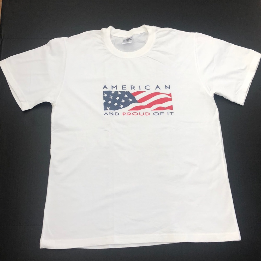 “American and proud of it” white T-shirt size large - Picture 2 of 6